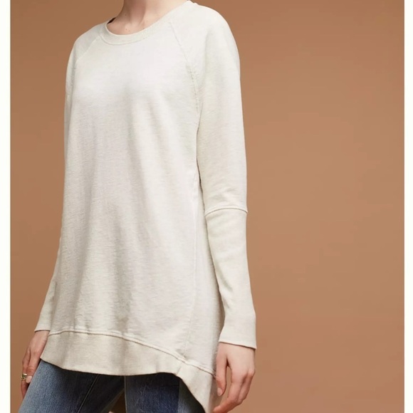 Anthropologie T.la Crew Neck Tunic Beige Sweatshirt Size Small - Picture 4 of 13